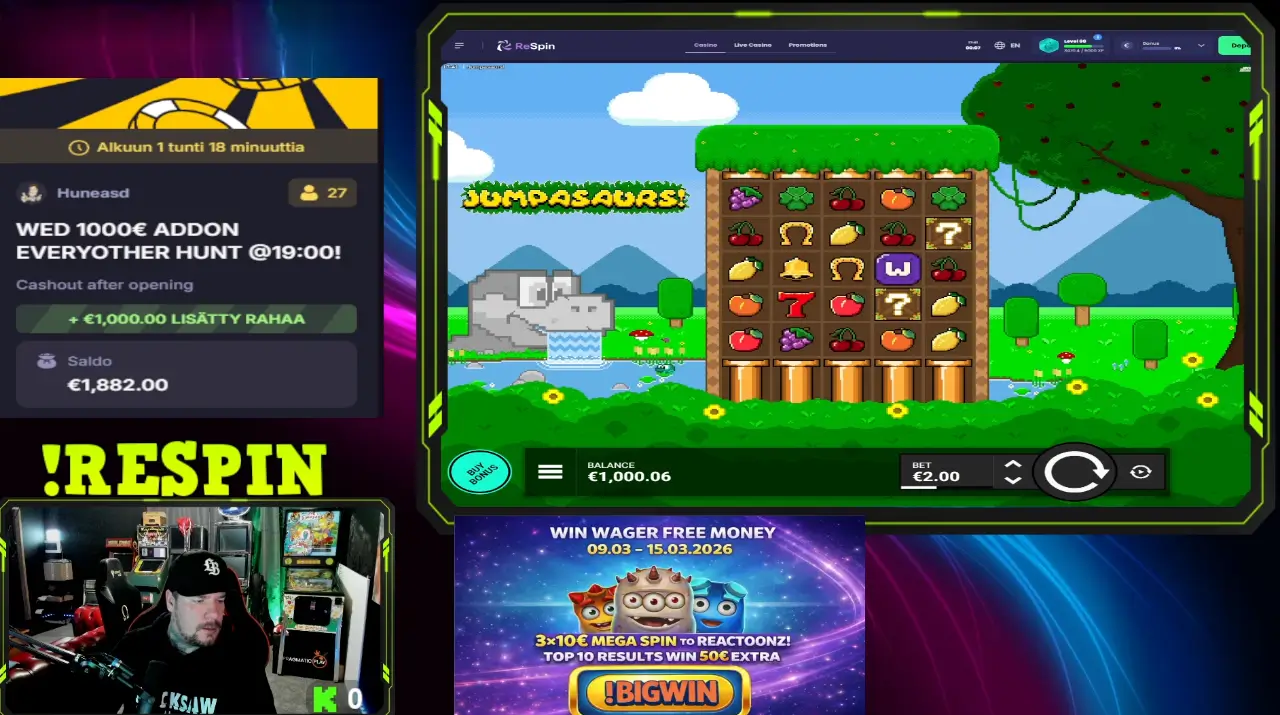 Huneasd Twitch stream bonushunt